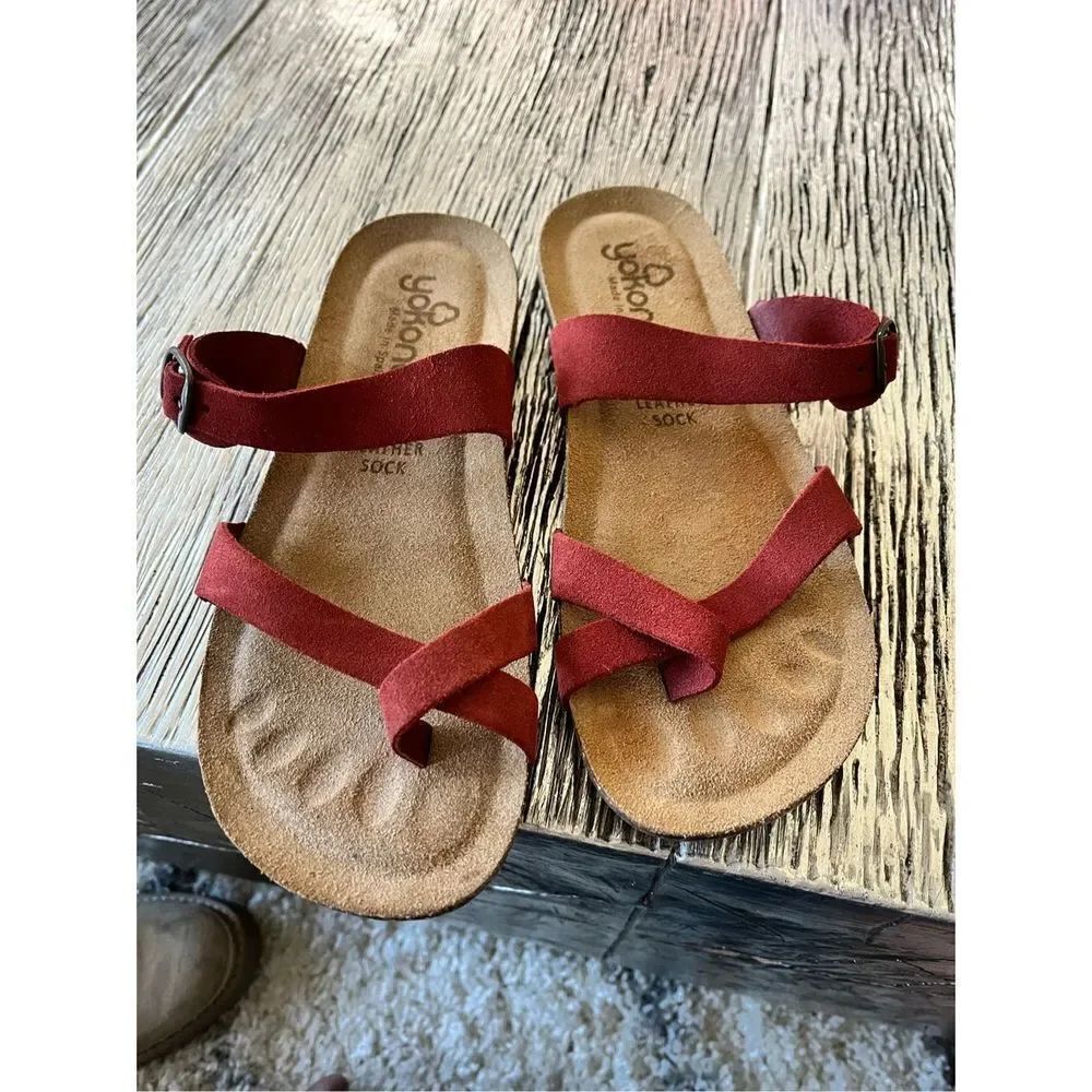 Yokono Rust Leather Slip On Sandal sz 8 EUC